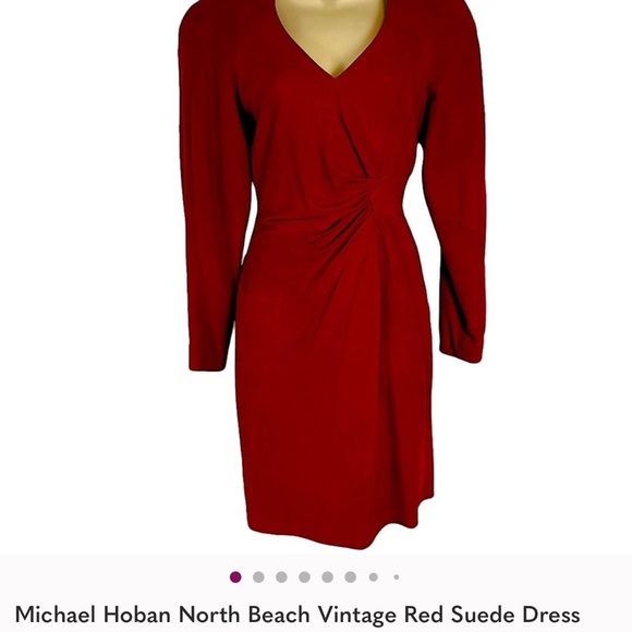Michael Hoban Bold SuedeRed Long Sleeve Dress - Picture 1 of 11